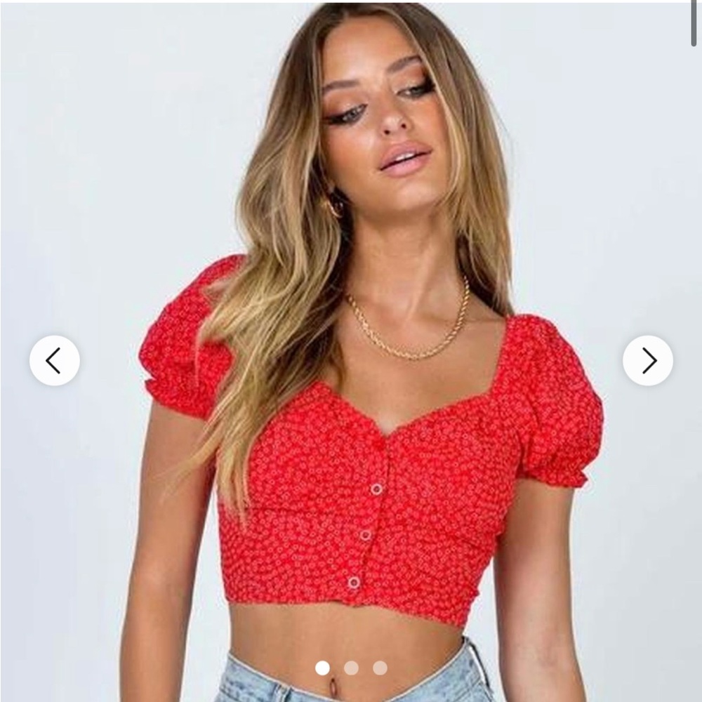 princess polly red cropped top
